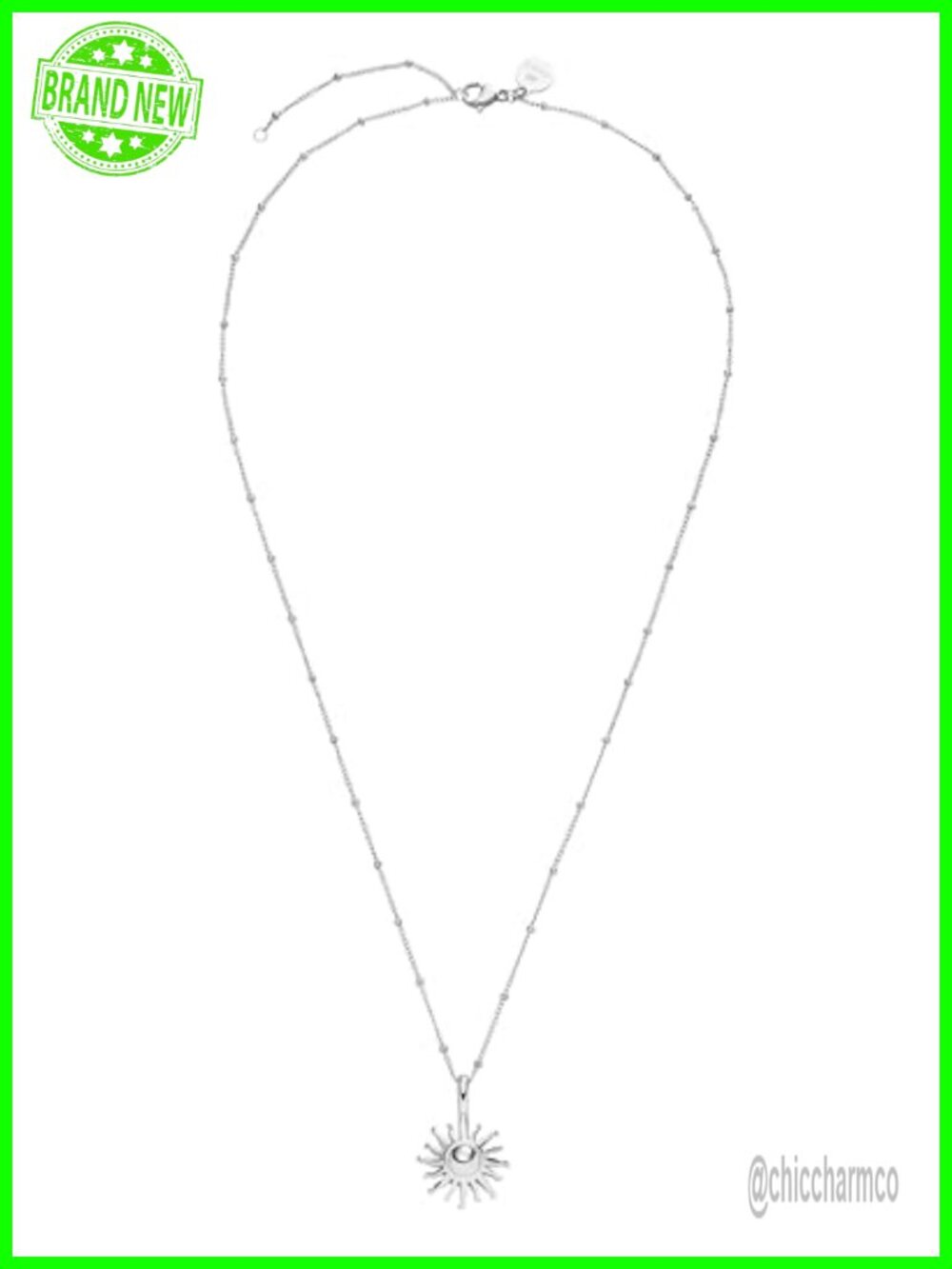18K Gold Plated Stainless Steel Sun Pendant Necklace Adjustable 20-22 Inch